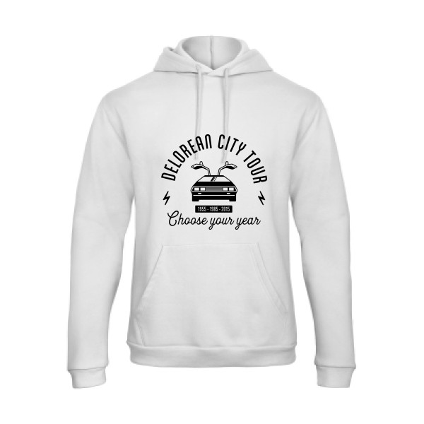 Delorean city tour - Sweat capuche vintage pour Homme -modèle B&C - Hooded Sweatshirt Unisex  - thème automobile et cinema -