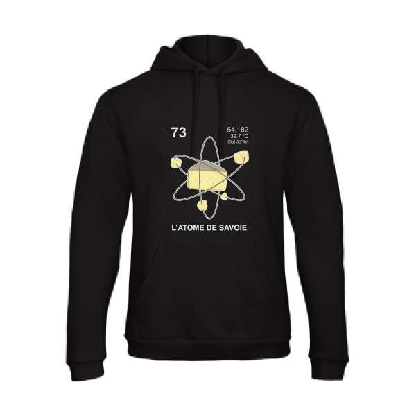 L'Atome de Savoie. - Sweat capuche humoristique pour Homme -modèle B&C - Hooded Sweatshirt Unisex  - thème montagne -