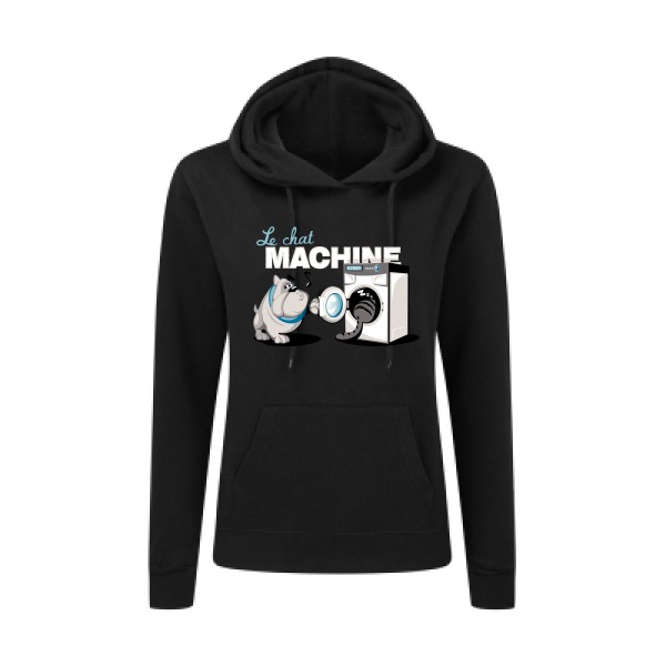 t shirt parodie marque-Le Chat Machine-SG - Ladies' Hooded Sweatshirt-Femme