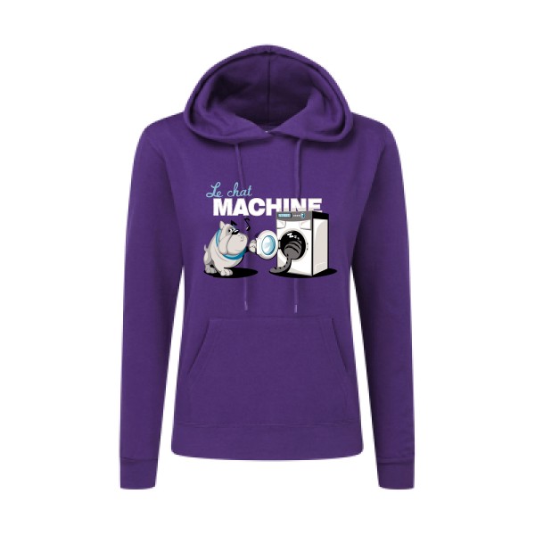 t shirt parodie marque-Le Chat Machine-SG - Ladies' Hooded Sweatshirt-Femme