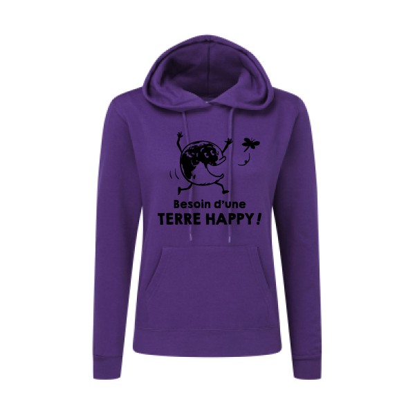TERRE HAPPY ! - tshirt message -SG - Ladies' Hooded Sweatshirt