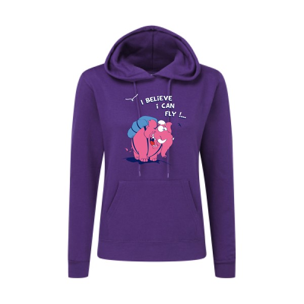 Just believe you can fly  - Sweat capuche femme elephant -SG - Ladies' Hooded Sweatshirt