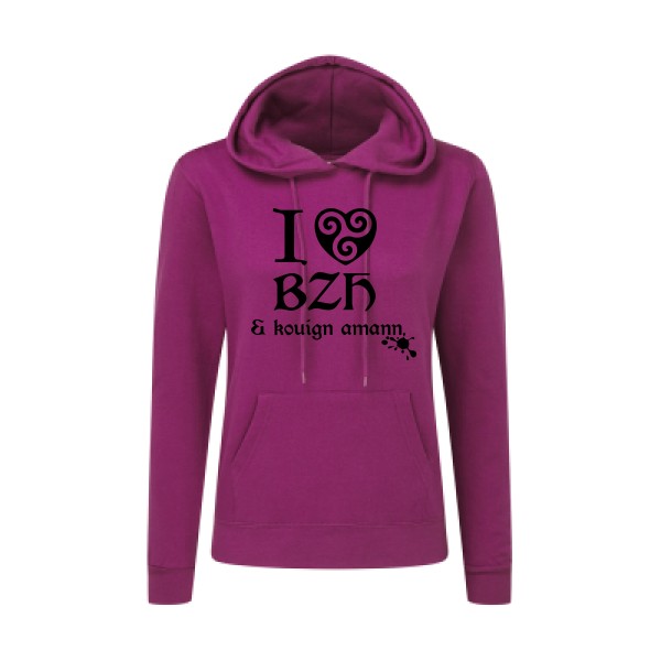Love BZH & kouign-Tee shirt breton - SG - Ladies' Hooded Sweatshirt