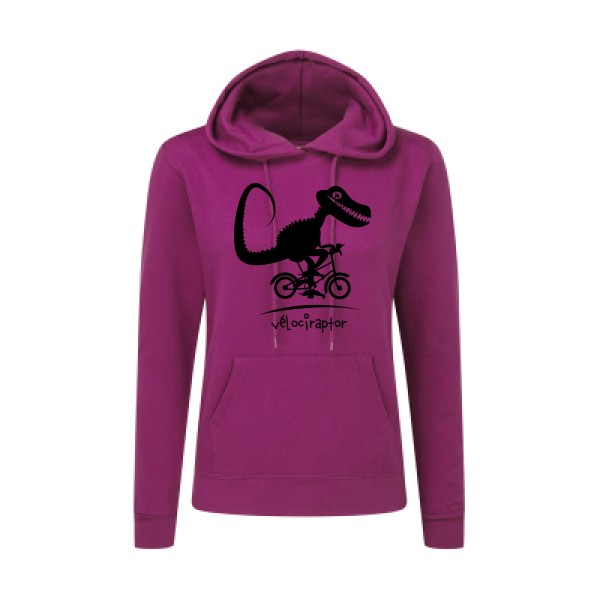 vélociraptor -Sweat capuche femme rigolo- Femme -SG - Ladies' Hooded Sweatshirt -thème  humour dinausore - 