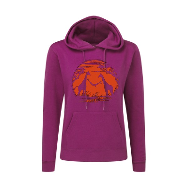 girafe - Sweat capuche femme Femme animaux  - SG - Ladies' Hooded Sweatshirt - thème geek et zen