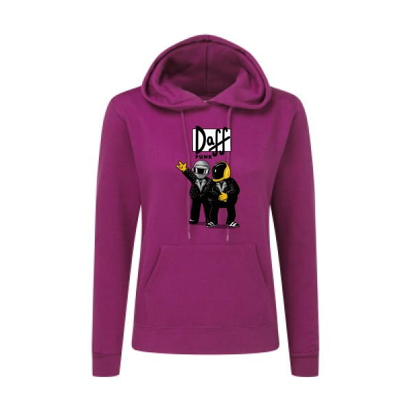 Duff Punk - Sweat capuche femme rétro Femme - modèle SG - Ladies' Hooded Sweatshirt -thème dj et  vintage -