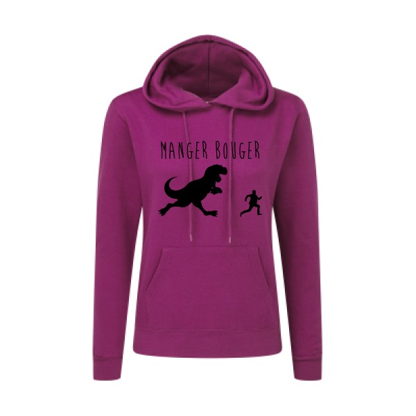 MANGER BOUGER - modèle SG - Ladies' Hooded Sweatshirt - Thème t shirt humour Femme -