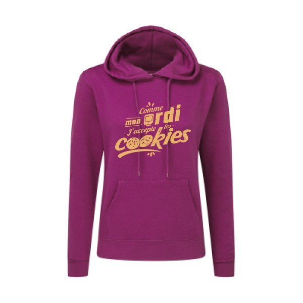 J'accepte les cookies -Sweat capuche femme Geek - Femme -SG - Ladies' Hooded Sweatshirt -thème cookies  - 