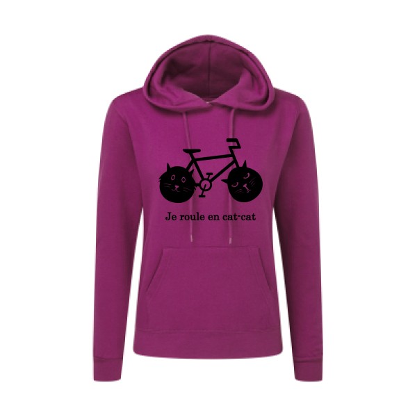 cat-cat bike - Sweat capuche femme humour velo - Thème t shirt  et sweat  original pour  Femme -