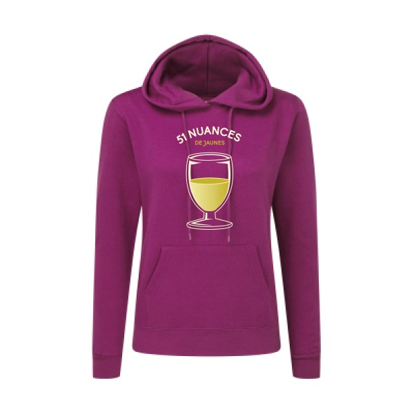 51 nuances de jaunes -  Sweat capuche femme Femme - SG - Ladies' Hooded Sweatshirt - thème t-shirt  humour alcool  -