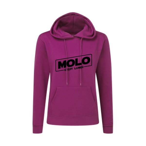 Molo c'est lundi -Sweat capuche femme Femme original -SG - Ladies' Hooded Sweatshirt -Thème original-