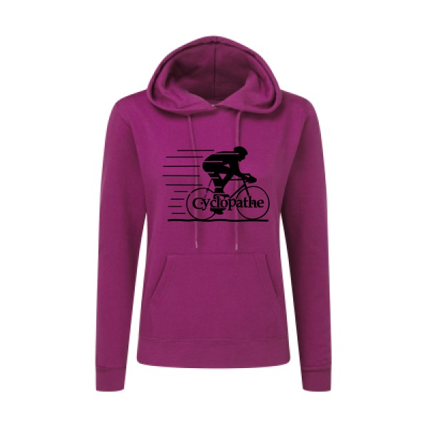 T shirt humoristique sur le thème du velo - CYCLOPATHE !- Modèle Sweat capuche femme-SG - Ladies' Hooded Sweatshirt-