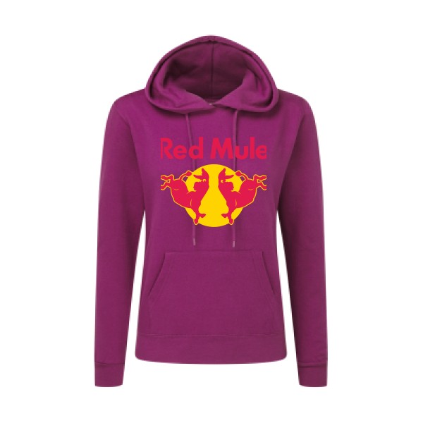 Red Mule-Tee shirt Parodie - Modèle Sweat capuche femme -SG - Ladies' Hooded Sweatshirt