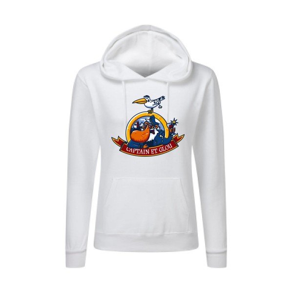 Captain et glou- Tee shirt marin humour -SG - Ladies' Hooded Sweatshirt