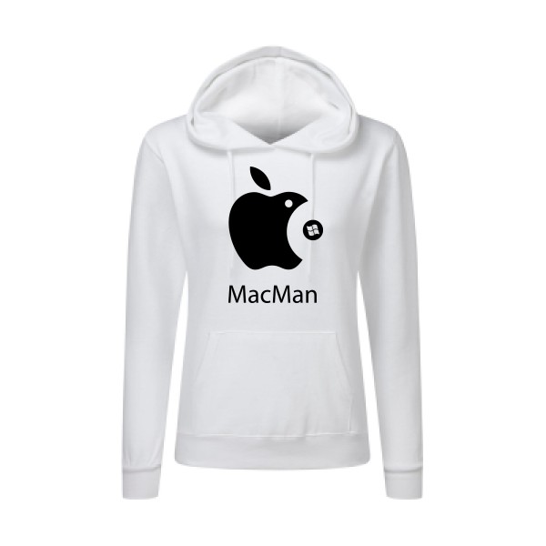 MacMan - Sweat capuche femme vintage pour Femme -modèle SG - Ladies' Hooded Sweatshirt - thème retro et jeux videos -