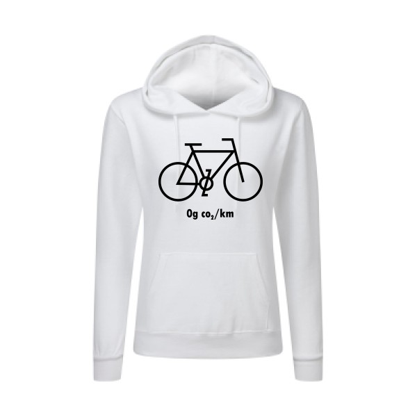 Zéro grammes de CO2 - Sweat capuche femme velo humour pour Femme -modèle SG - Ladies' Hooded Sweatshirt - thème humour et vélo -