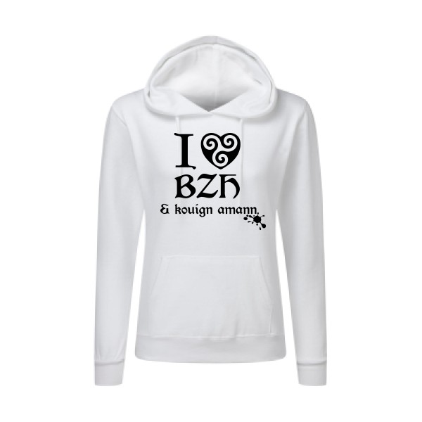 Love BZH & kouign-Tee shirt breton - SG - Ladies' Hooded Sweatshirt