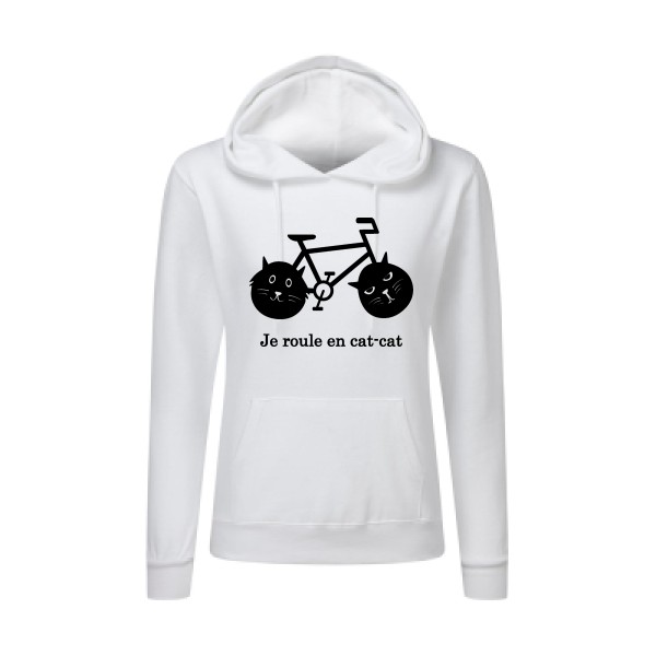 cat-cat bike - Sweat capuche femme humour velo - Thème t shirt  et sweat  original pour  Femme -