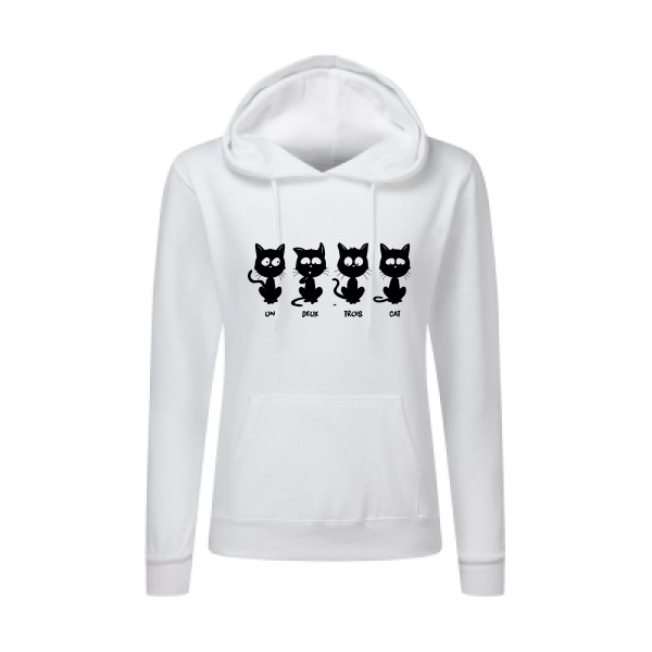T shirt humour chat - un deux trois cat - SG - Ladies' Hooded Sweatshirt -