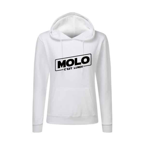Molo c'est lundi -Sweat capuche femme Femme original -SG - Ladies' Hooded Sweatshirt -Thème original-