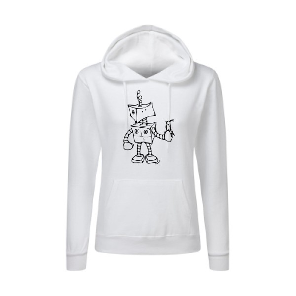 Robot & Bird - modèle SG - Ladies' Hooded Sweatshirt - geek humour - thème tee shirt et sweat geek -
