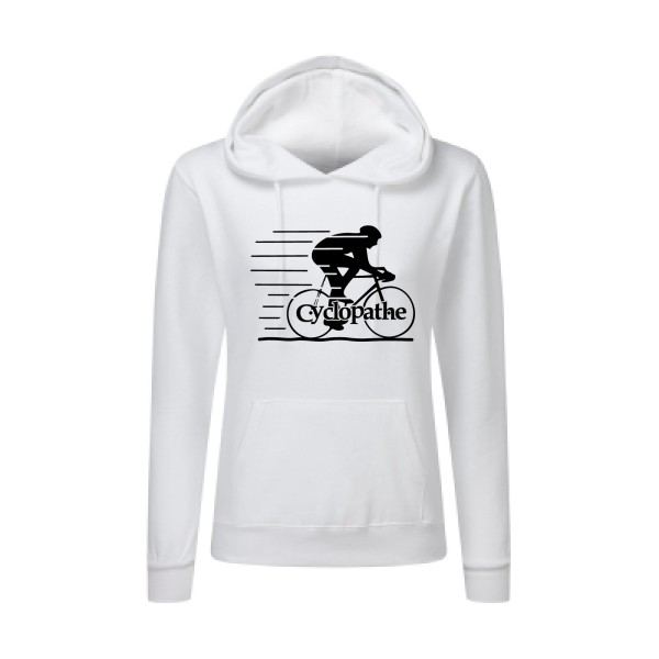 T shirt humoristique sur le thème du velo - CYCLOPATHE !- Modèle Sweat capuche femme-SG - Ladies' Hooded Sweatshirt-