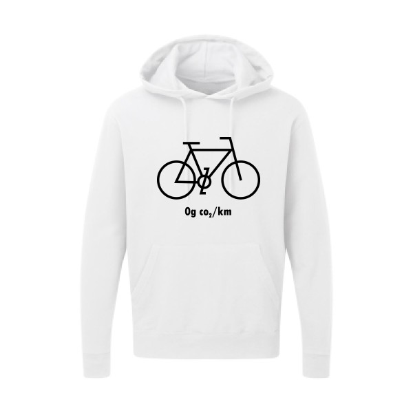 Zéro grammes de CO2 - Sweat capuche velo humour pour Homme -modèle SG - Hooded Sweatshirt - thème humour et vélo -