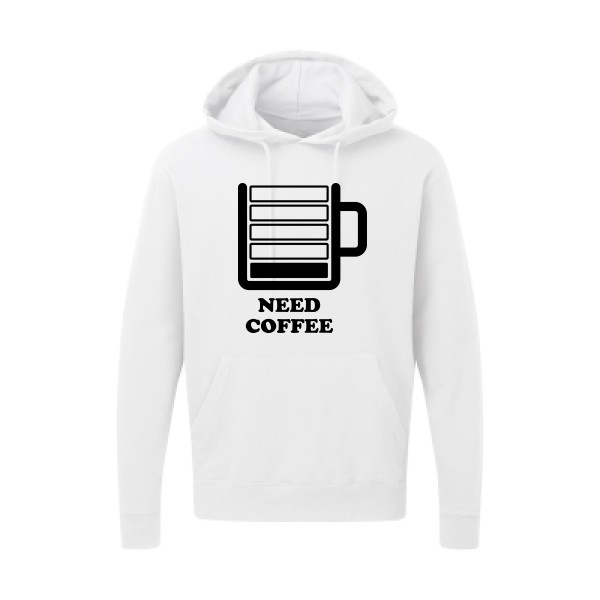 Need Coffee - Sweat capuche original Homme - modèle SG - Hooded Sweatshirt - thème original et inclassable -