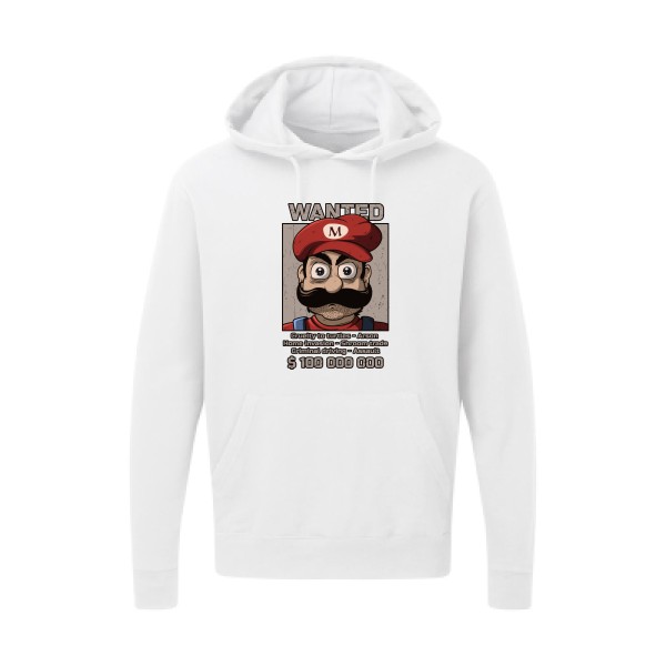Wanted Mario-Sweat capuche Geek - SG - Hooded Sweatshirt- Thème Geek -
