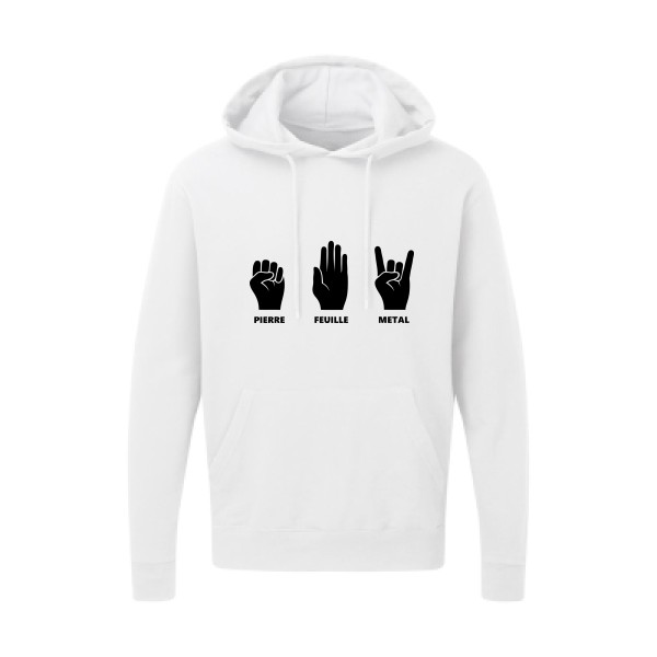 Pierre Feuille Metal - modèle SG - Hooded Sweatshirt - T shirt Homme humour - thème tee shirt et sweat parodie -