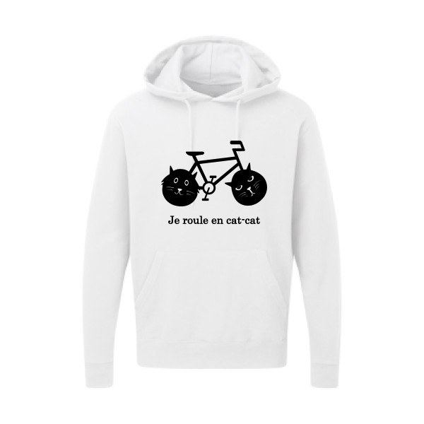 cat-cat bike - Sweat capuche humour velo - Thème t shirt  et sweat  original pour  Homme -