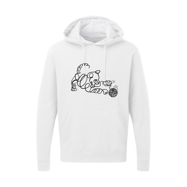 Pelote de chat -Sweat capuche rigolo Homme -SG - Hooded Sweatshirt -thème  chat et animaux - 