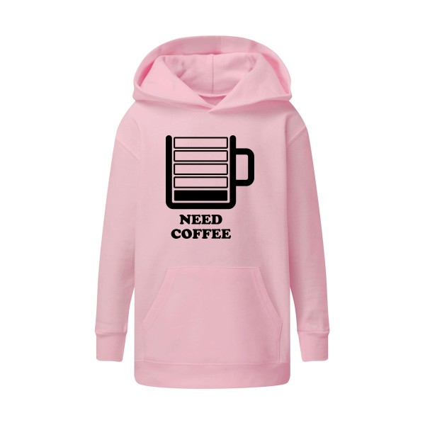 Need Coffee - Sweat capuche enfant original Enfant - modèle SG - Kids' Hooded Sweatshirt - thème original et inclassable -