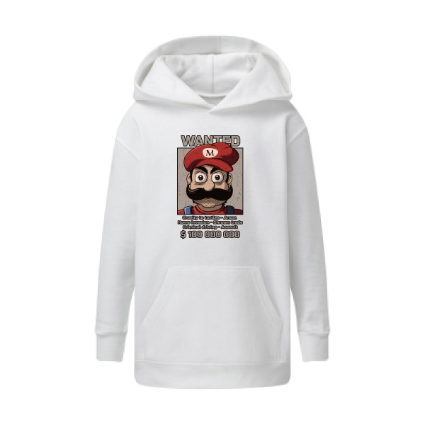 Wanted Mario-Sweat capuche enfant Geek - SG - Kids' Hooded Sweatshirt- Thème Geek -