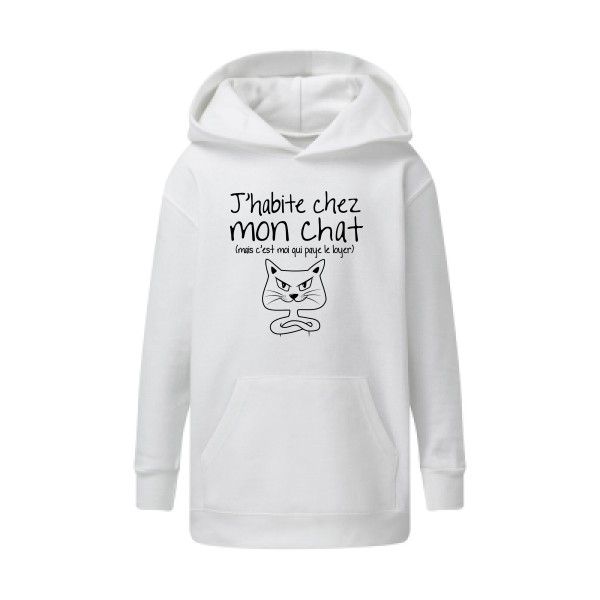 J'habite chez mon chat - Sweat capuche enfant mignon pour Enfant -modèle SG - Kids' Hooded Sweatshirt - thème animaux et chats -