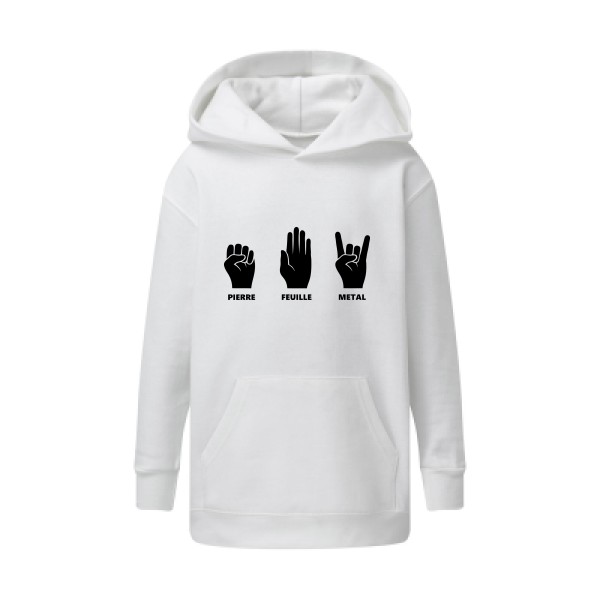 Pierre Feuille Metal - modèle SG - Kids' Hooded Sweatshirt - T shirt Enfant humour - thème tee shirt et sweat parodie -