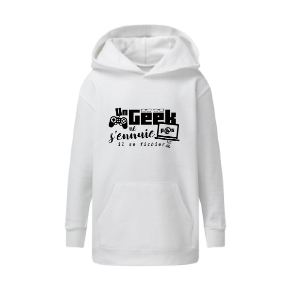 un geek ne s'ennuie pas-Sweat capuche enfant -thème Geek et humour -SG - Kids' Hooded Sweatshirt -