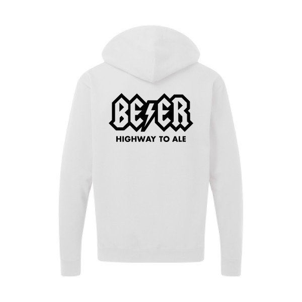 HIGHWAY TO ALE - Sweat capuche zippé humour bière - Thème tee shirts et sweats humour alcool pour Homme -