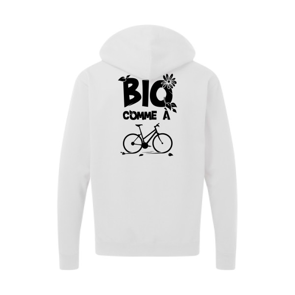 Bio comme un vélo - Sweat capuche zippé ecolo humour - Thème tee shirts et sweats ecolo pour  Homme -