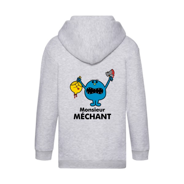 Monsieur Méchant - Sweat capuche zippé enfant drôle - modèle Fruit of the loom - Kids Hooded Zip Sweatshirt -thème bande dessinée -