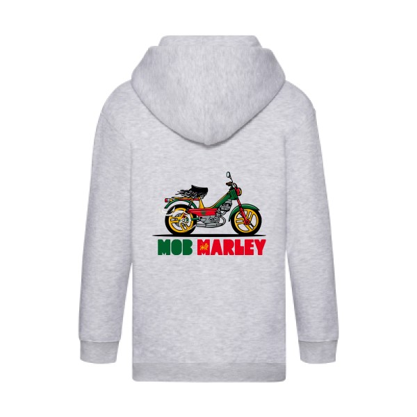 Mob Marley - Sweat capuche zippé enfant reggae Enfant - modèle Fruit of the loom - Kids Hooded Zip Sweatshirt -thème musique et bob marley -