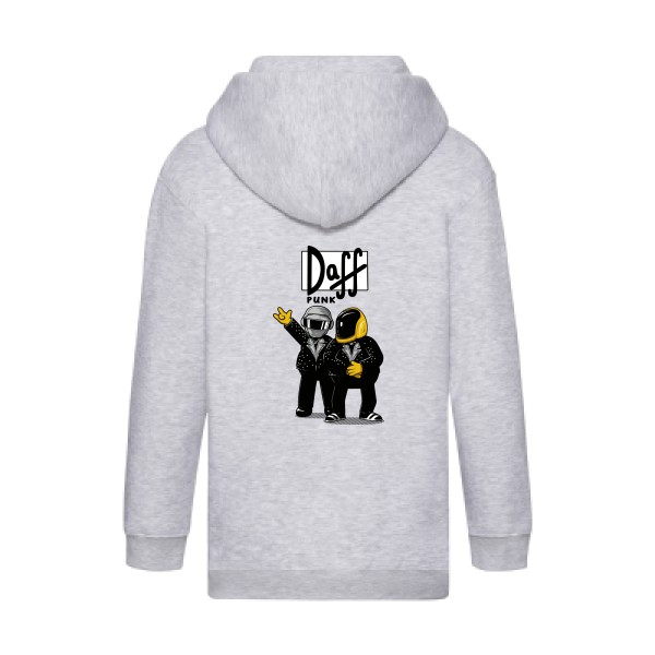 Duff Punk - Sweat capuche zippé enfant rétro Enfant - modèle Fruit of the loom - Kids Hooded Zip Sweatshirt -thème dj et  vintage -