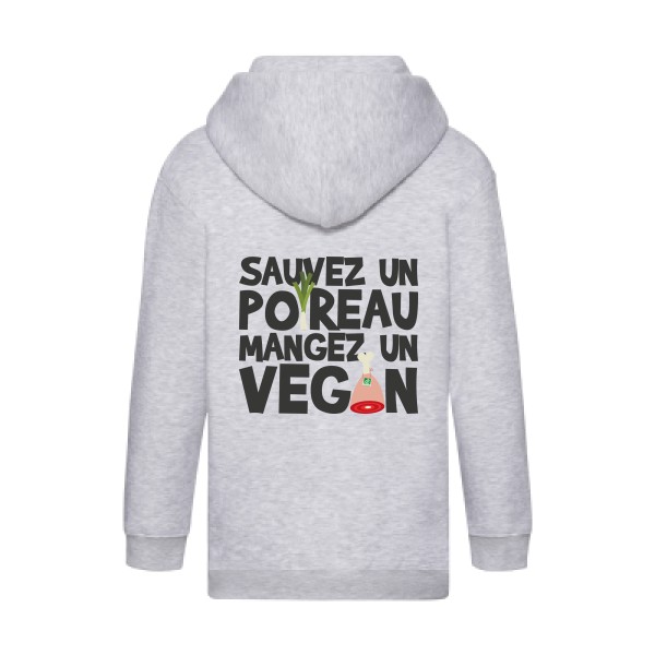 vegan poireau -Fruit of the loom - Kids Hooded Zip Sweatshirt - Tee-shirts message Enfant -