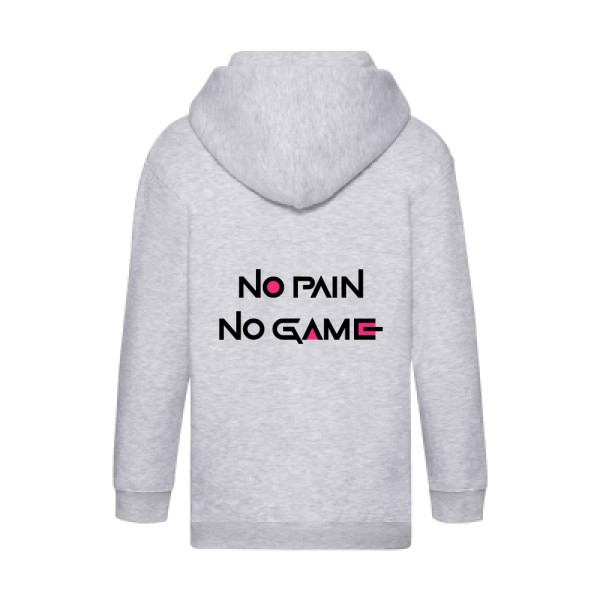 NO PAIN NO GAME ! - Fruit of the loom - Kids Hooded Zip Sweatshirt Enfant - thème parodie et cinema -