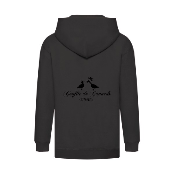 Conflit De Canards - Tee shirt humour noir Enfant -Fruit of the loom - Kids Hooded Zip Sweatshirt