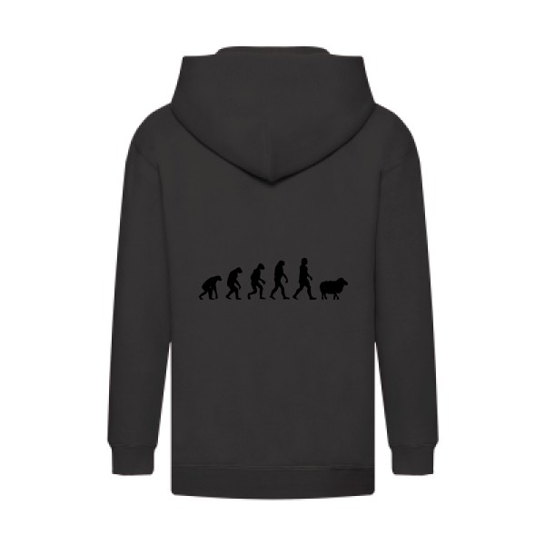 PanurgeEvolution - Sweat capuche zippé enfant évolution Enfant - modèle Fruit of the loom - Kids Hooded Zip Sweatshirt -thème humour -