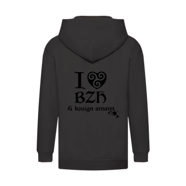 Love BZH & kouign-Tee shirt breton - Fruit of the loom - Kids Hooded Zip Sweatshirt