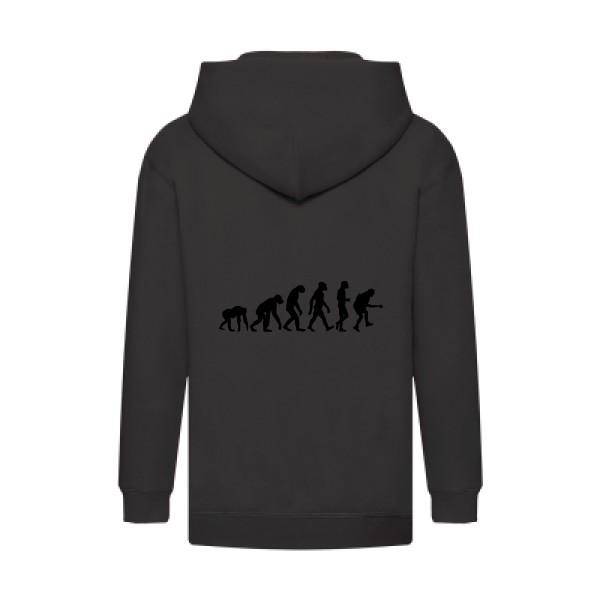 Rock Evolution - T shirt original Enfant - modèle Fruit of the loom - Kids Hooded Zip Sweatshirt - thème rock et vintage -
