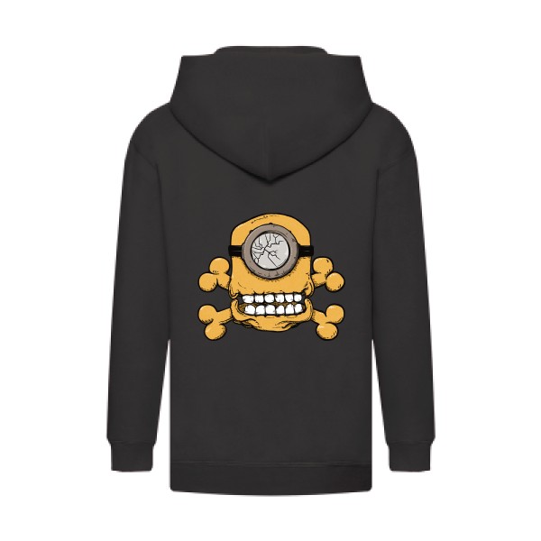 Minion Skull-T shirt minion drole - Fruit of the loom - Kids Hooded Zip Sweatshirt