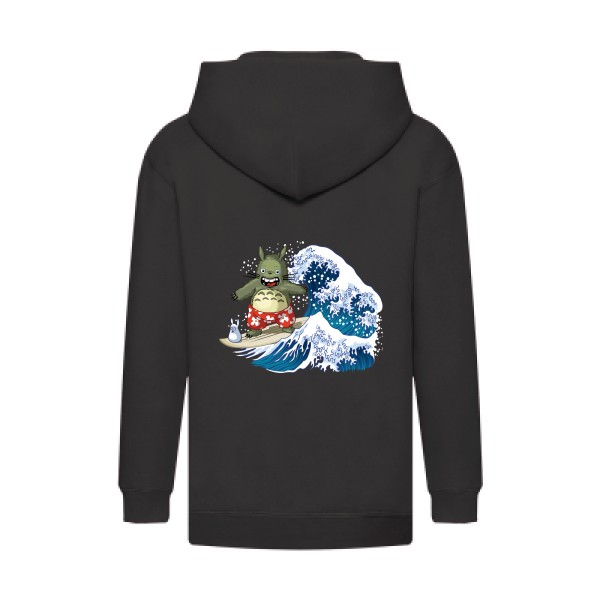 Totorokusai -Sweat capuche zippé enfant  surf -Fruit of the loom - Kids Hooded Zip Sweatshirt -thème plage et soleil -